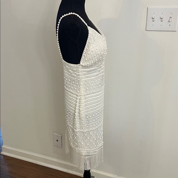 Elegant White Beaded Dress with Sequins by DB Studio, sz 6 - Picture 7 of 14